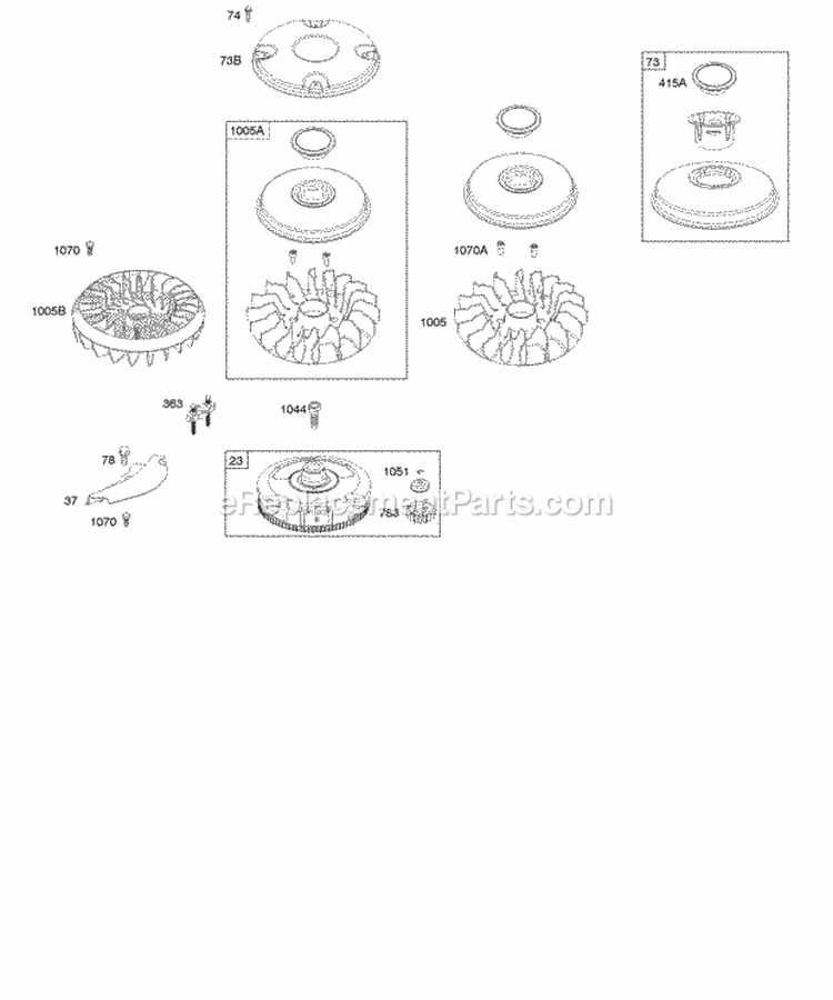Flywheel Diagram and Parts List for 31P977-0670-E1  Briggs and Stratton Engine